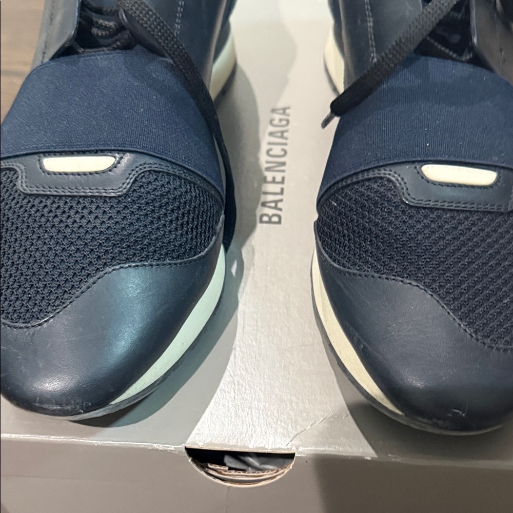 Balenciaga Men's Dark Blue and Gray Sneakers - Picture 3 of 7